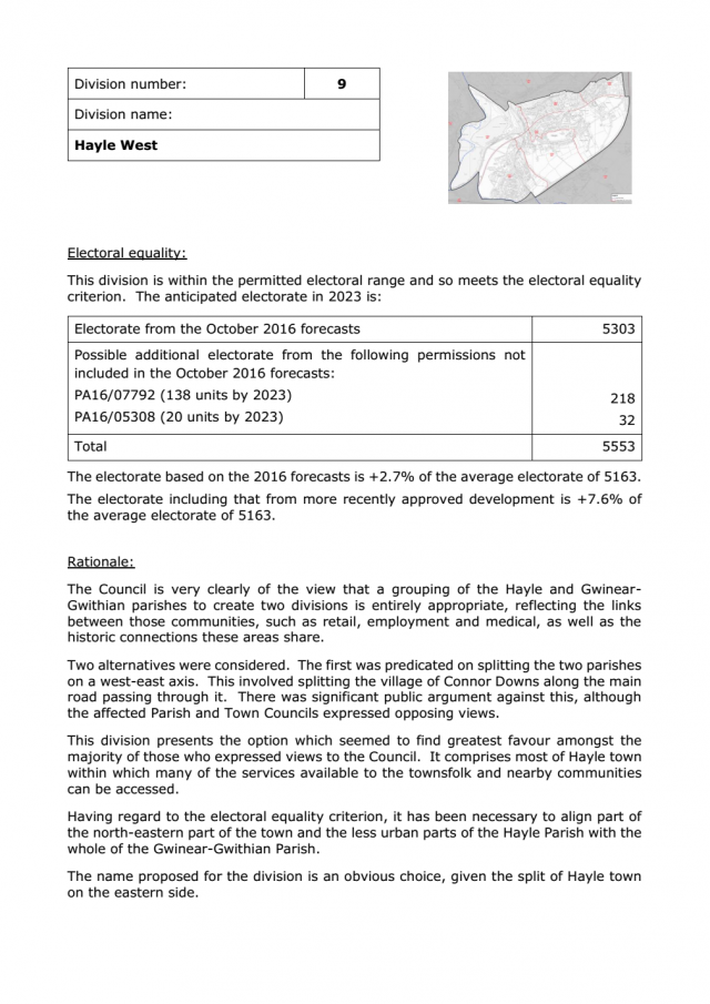 Hayle West Division number: 9